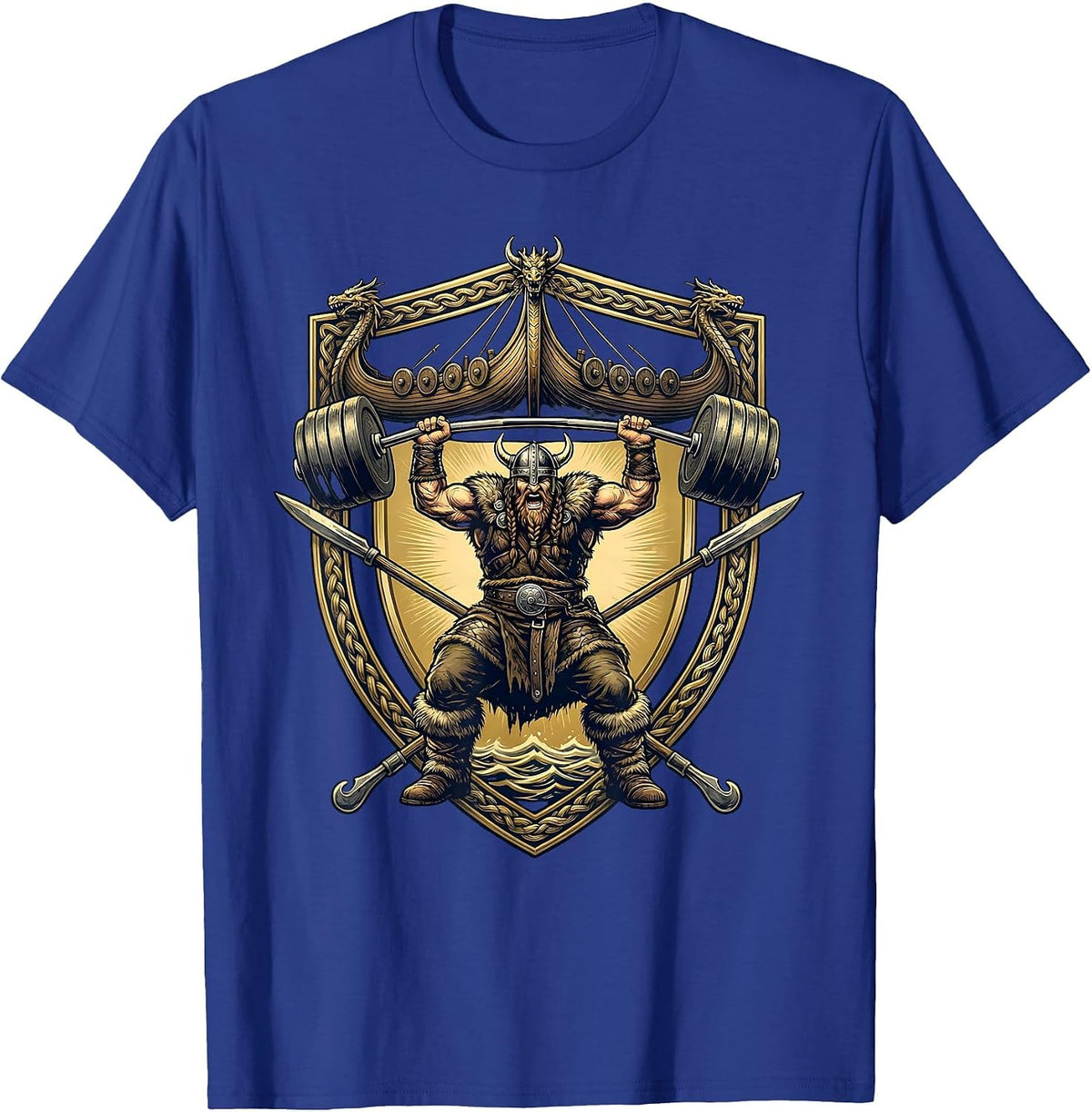 Men's Viking Warrior Deadlift Funny Gym Graphic T-Shirt - Royal Blue