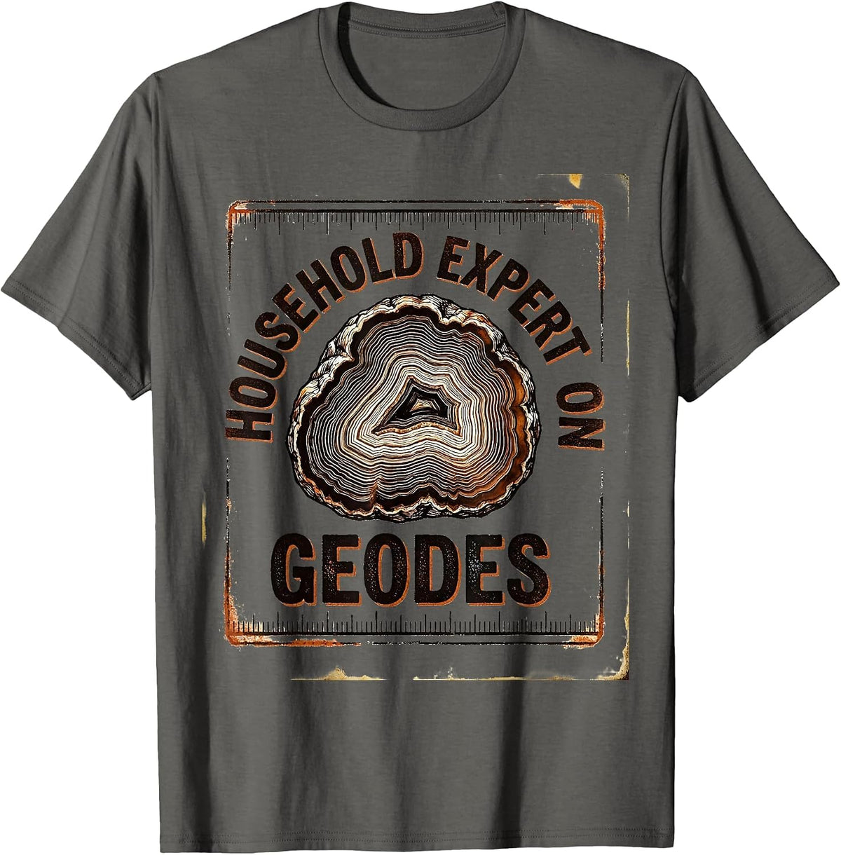 Men's Household Expert On Geodes Funny Rock Collector Geology T-Shirt - Asphalt Grey