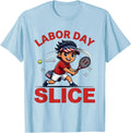 Men's Labor Day Slice Funny Tennis Player Patriotic Holiday T-Shirt - Baby Blue