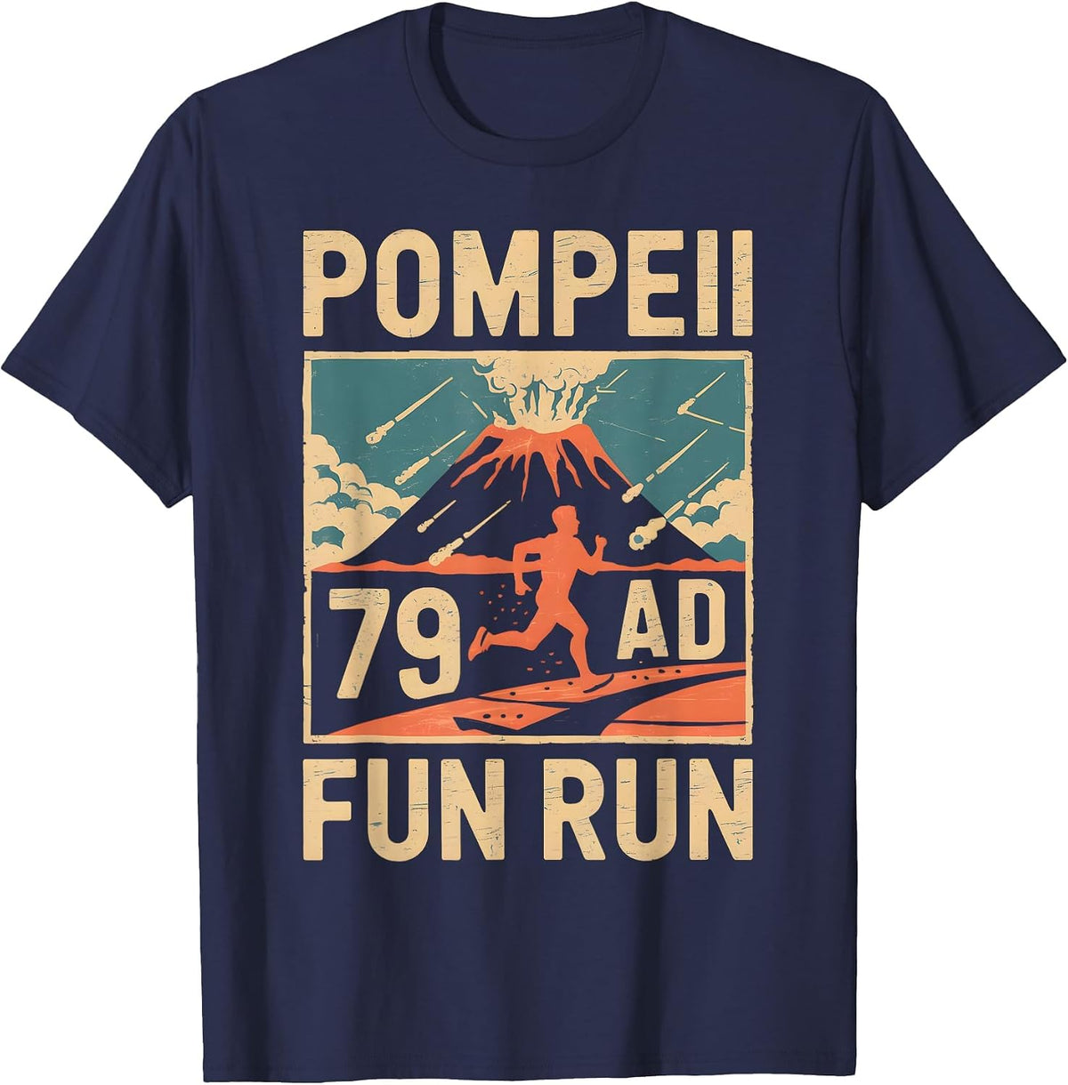 Pompeii Fun Run Geography Volcanologist Volcanology T-Shirt - Navy Blue