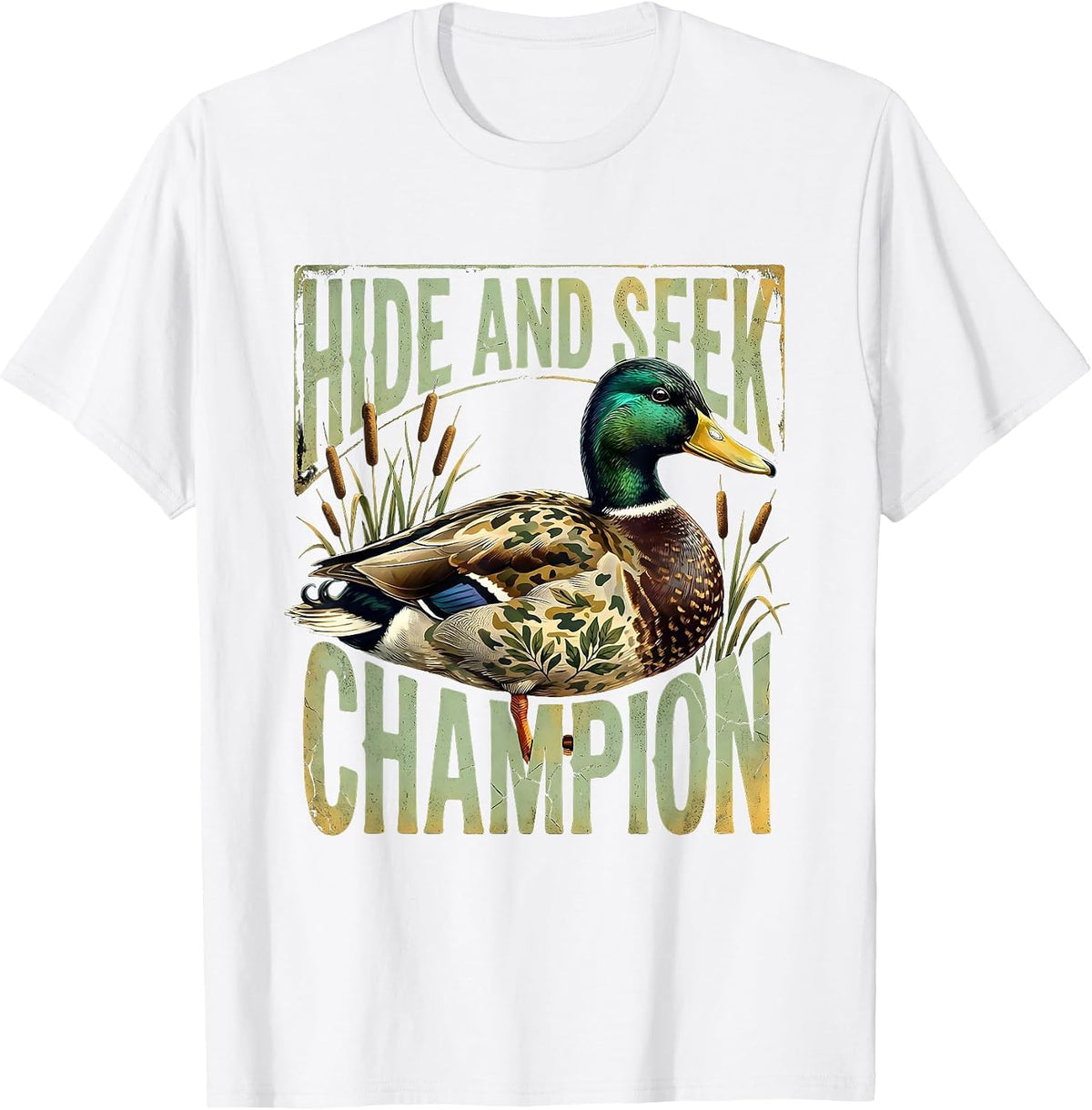 Men's Duck Camo Hide and Seek Champion Design T-Shirt - White