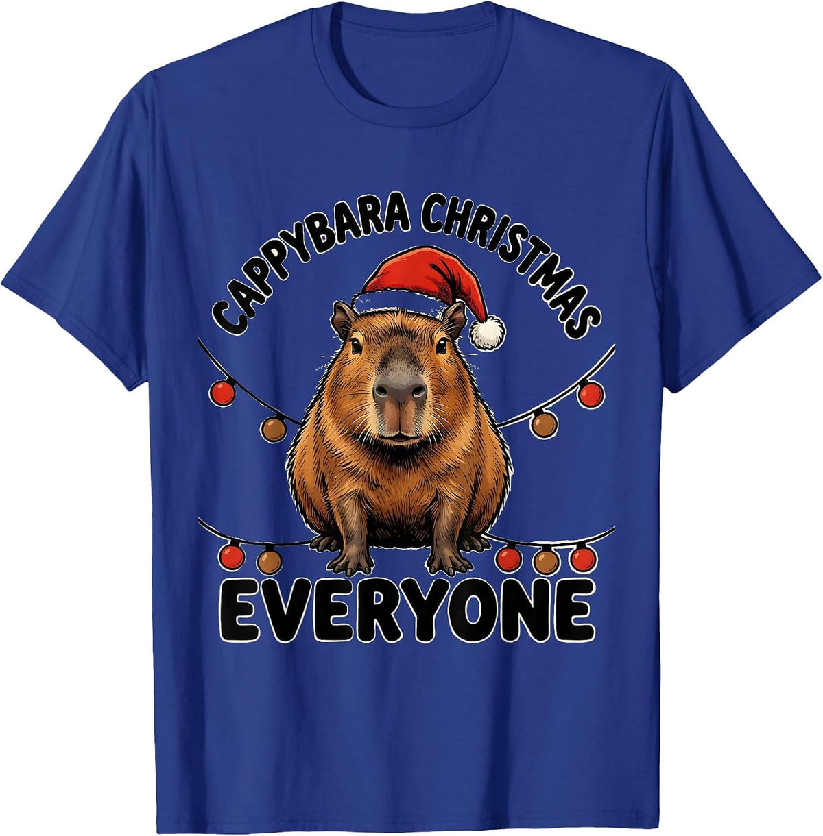 Men's Cappybara Christmas, Everyone Cute Capybara Santa Hat T-Shirt - Royal Blue