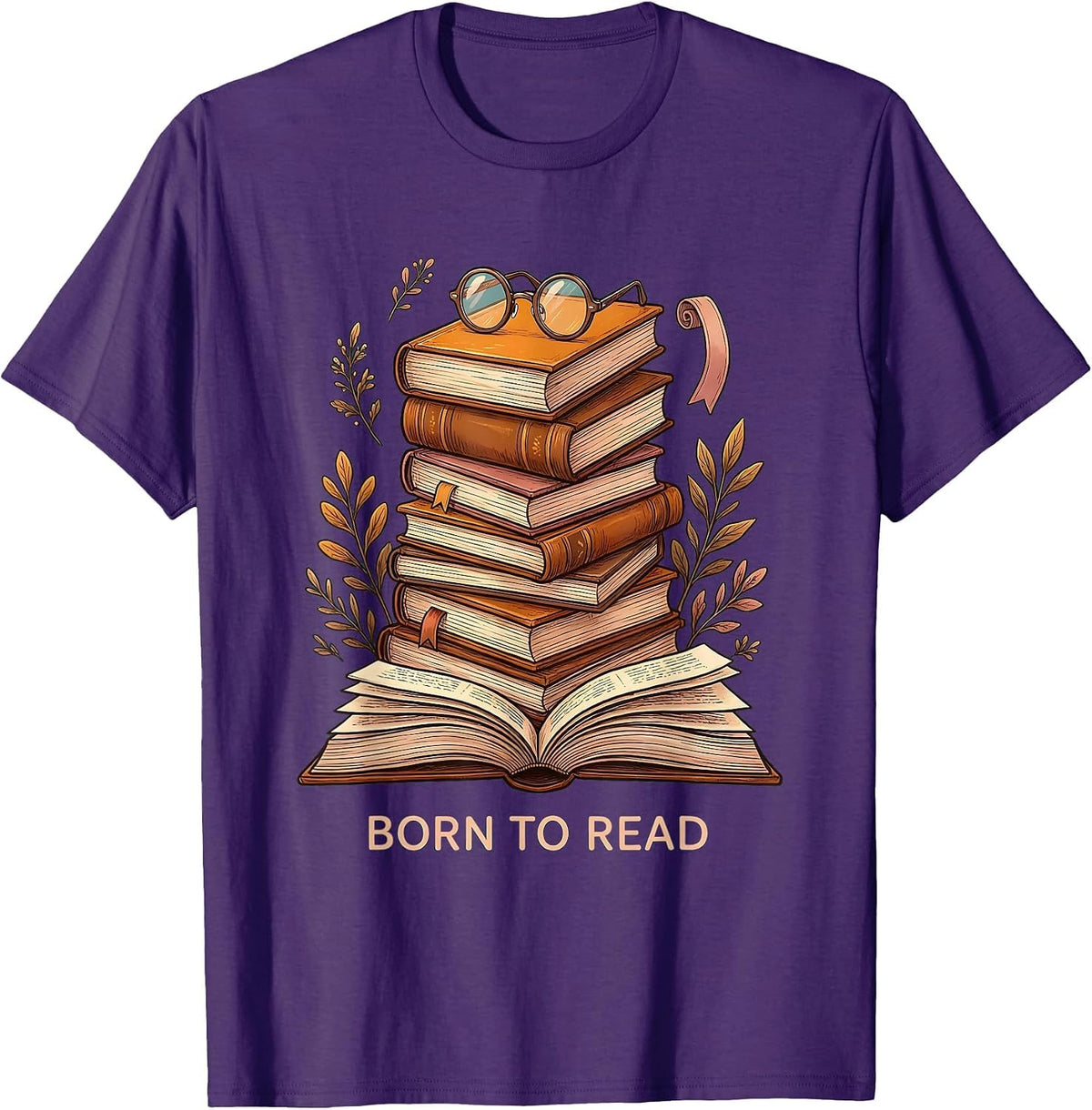Born to Read Bookish Literature Lover Design T-Shirt - Purple