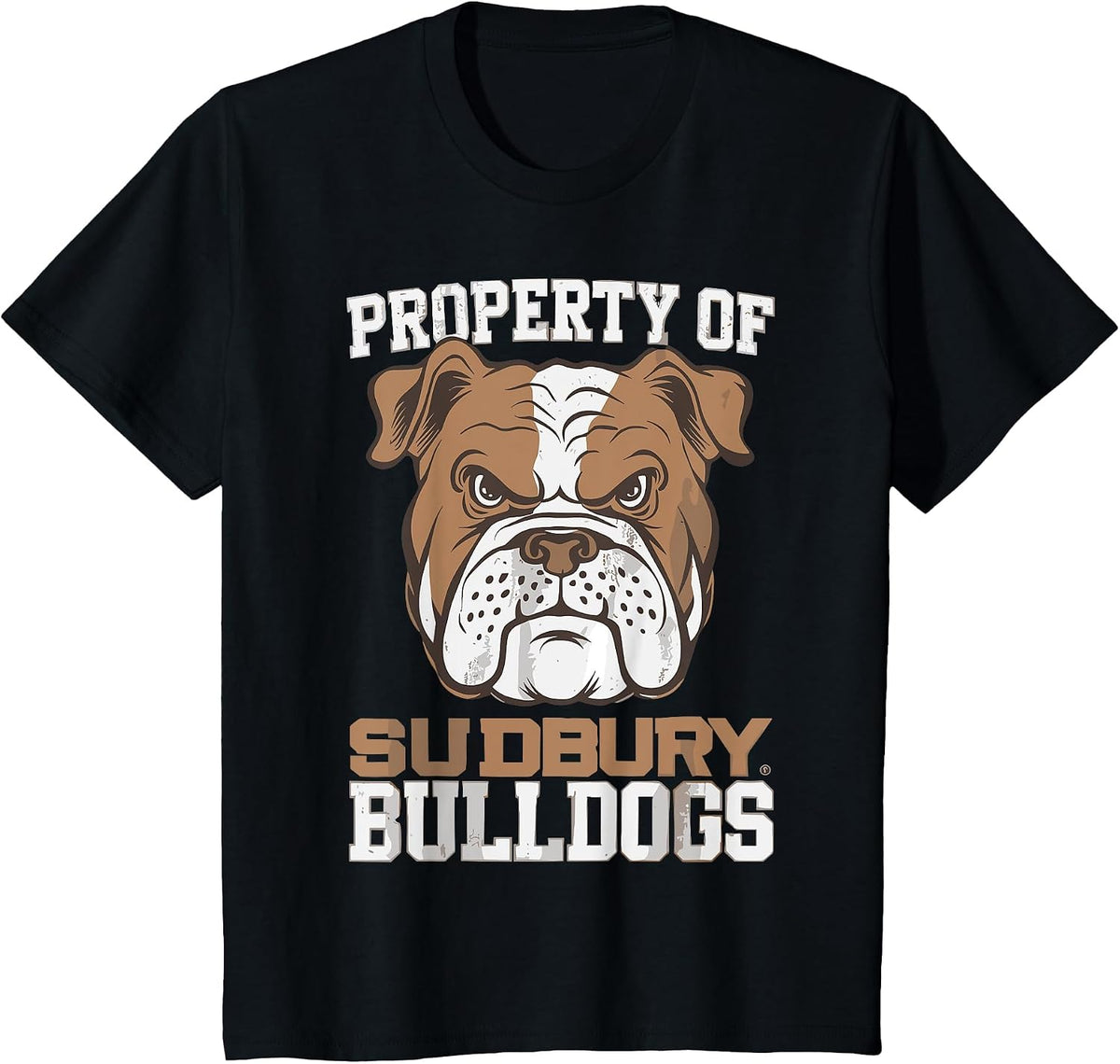 Property of Sudbury Bulldogs pet Dog Vintage Funny T-Shirt - Black