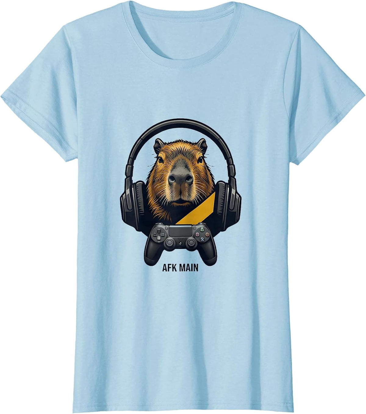 AFK Main Minimalist Capybara Gamer Bruh Meme Humor T-Shirt - Baby Blue