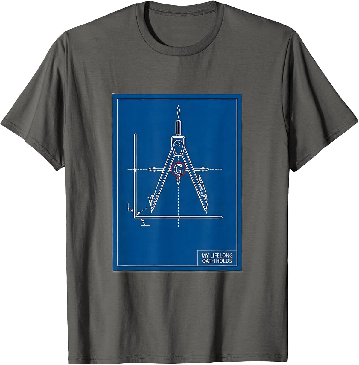 Men's My Lifelong Oath Holds Masonic Square And Compass Freemason T-Shirt - Asphalt Grey