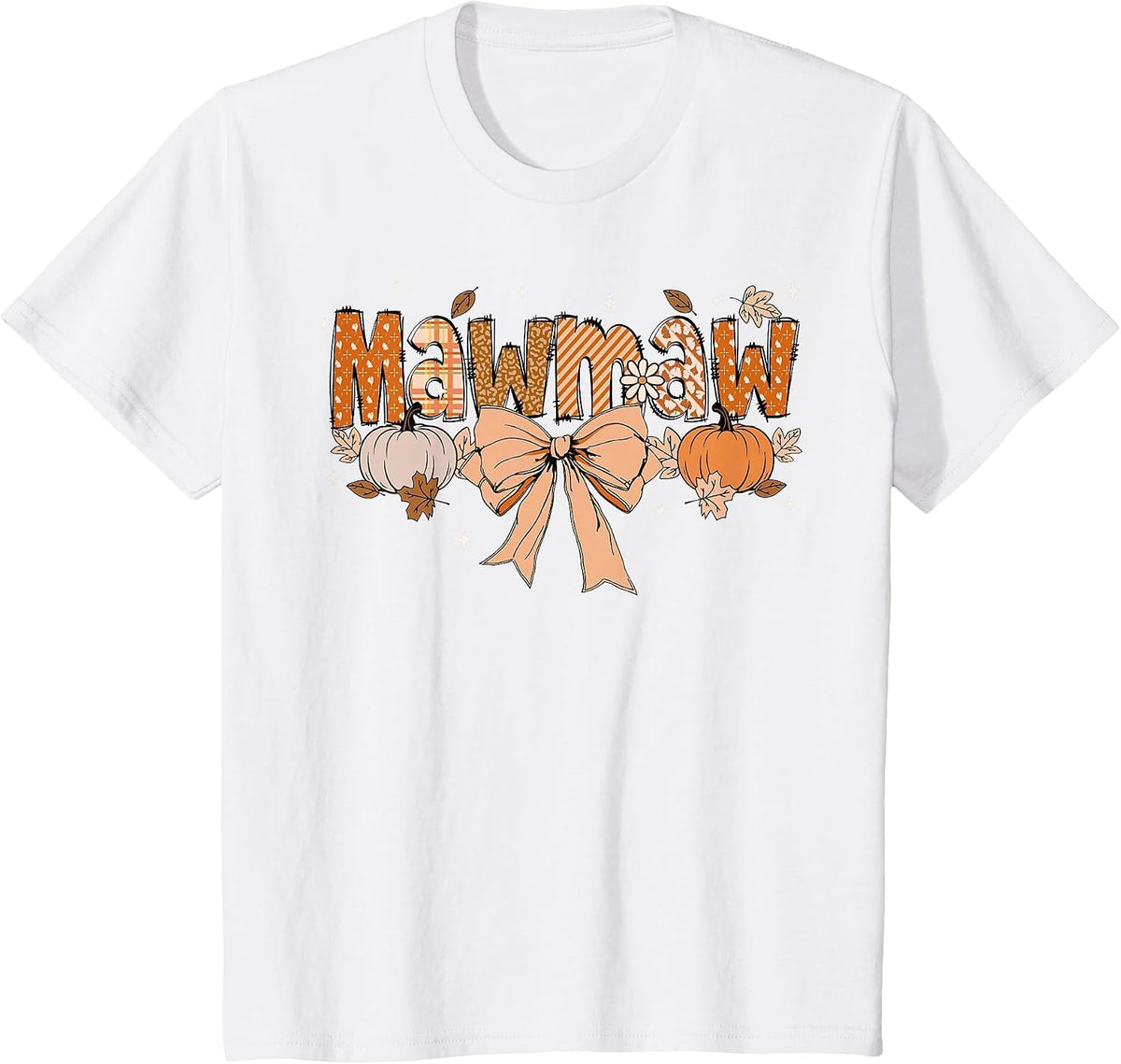 Mawmaw Pumpkin Fall Coquette Bow Thanksgiving Mom Women T-Shirt - White