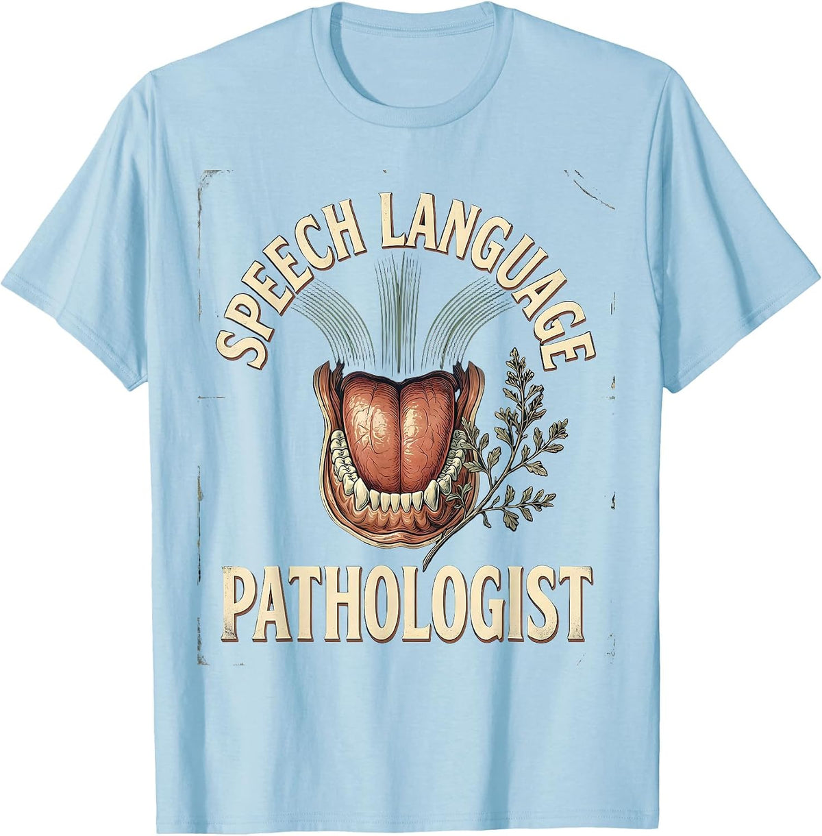 Men's Speech Language Pathologist Vintage Retro Floral SLP T-Shirt - Baby Blue