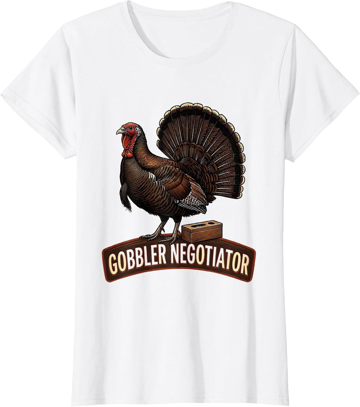 Gobbler Negotiator Funny Turkey Hunting Season Gift T-Shirt - White