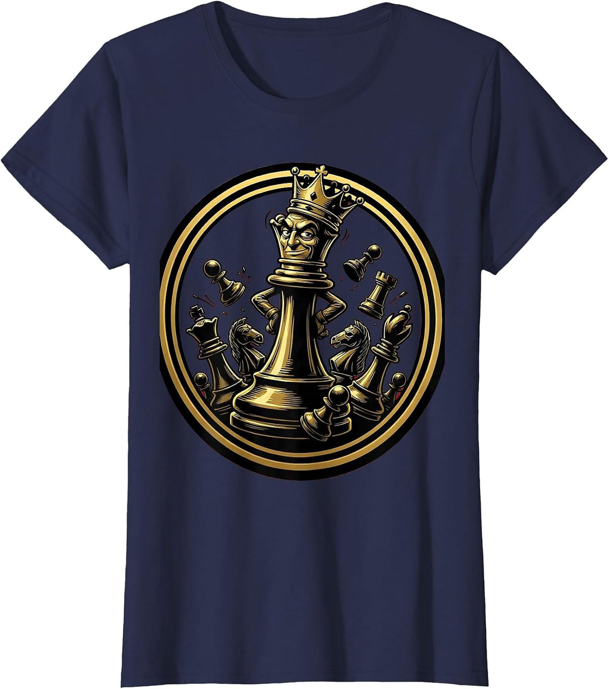 Women's Chaos Coordinator Chess King Graphic T-Shirt - Navy Blue