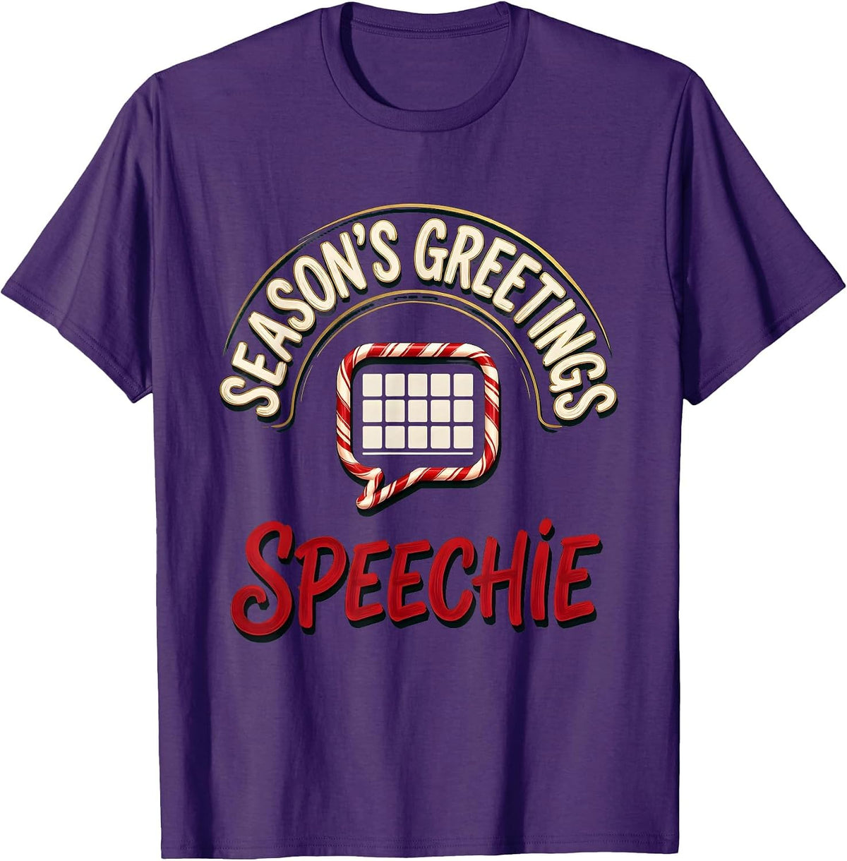 Season's Greetings Speechie Playful Holiday SLP Therapist T-Shirt - Purple