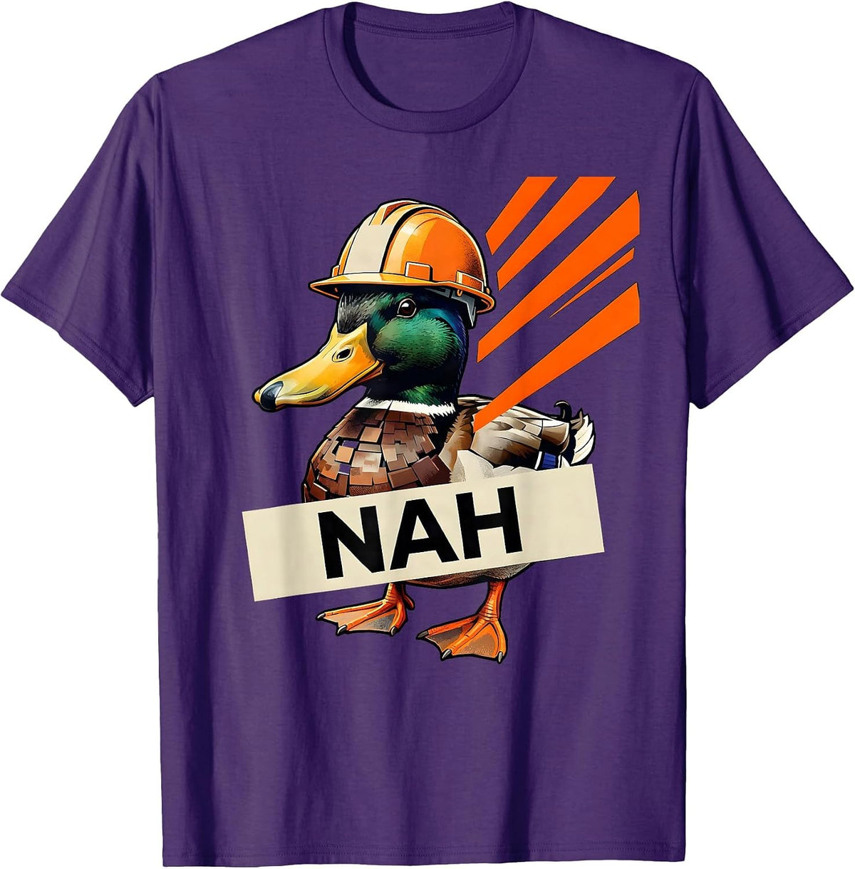 Nah Stencil Duck Bust Funny Novelty Graphic for Kids Teens T-Shirt - Purple