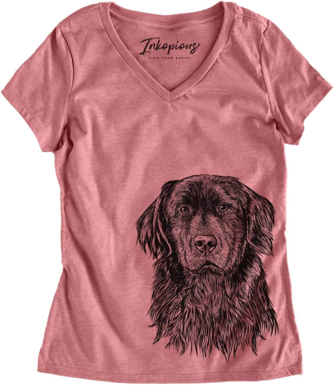 Bare Jinx the Newfoundland Dog Triblend T-Shirt - Dusty Rose V-neck