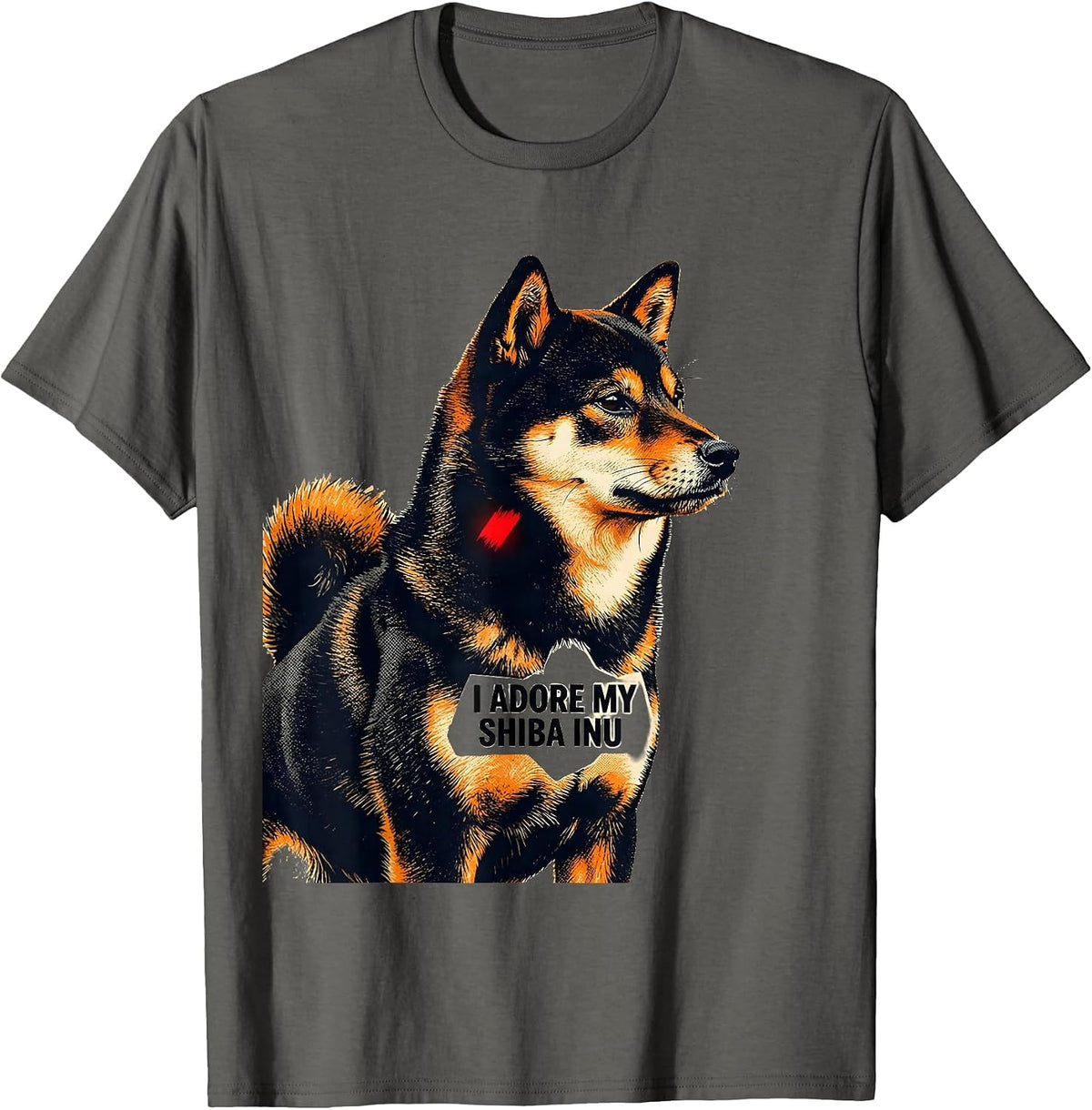 I Adore My Shiba Inu Risograph Cute Kawaii Dog Lover Gift T-Shirt - Asphalt Grey