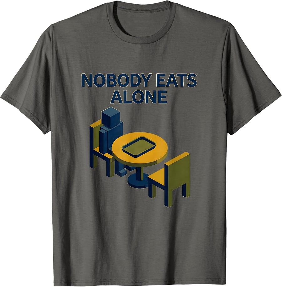 Nobody Eats Alone Special Education Teacher Autism Awareness T-Shirt - Asphalt Grey