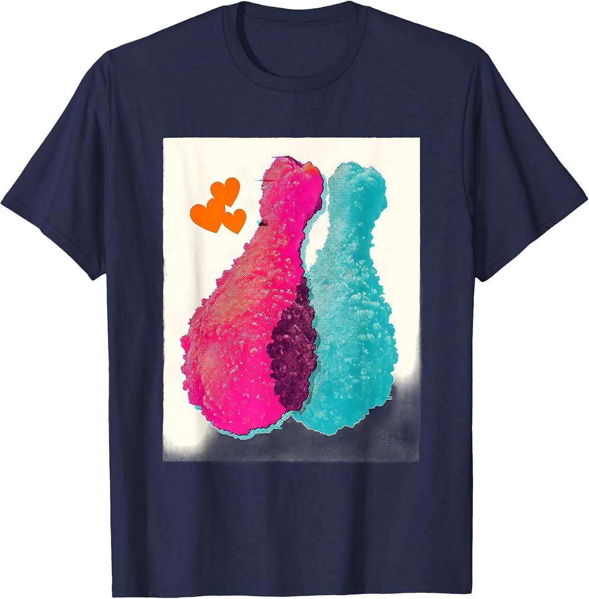 Paired Chicken Drumsticks Risograph Food Lover Humor T-Shirt - Navy Blue