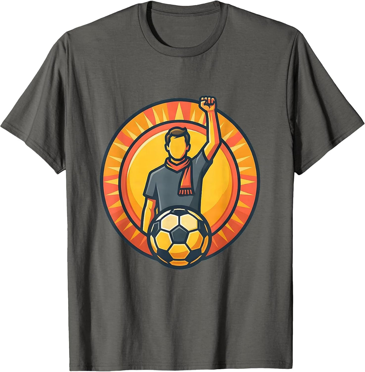 Soccer Dad Fist Pump Sunrise Game Illustration T-Shirt - Asphalt Grey