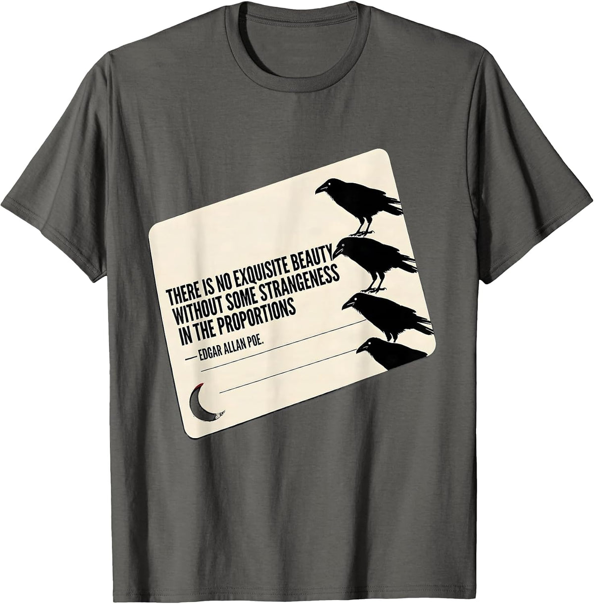 Men's There Is No Beauty Without Some Strangeness Edgar Allan Poe T-Shirt - Asphalt Grey