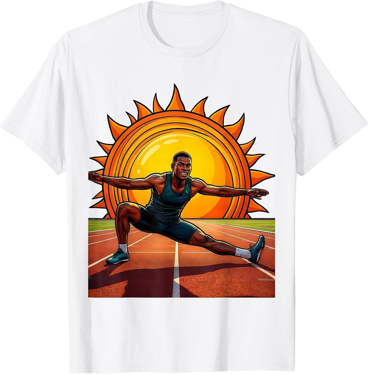 Men's Physical Therapy Athlete Sunrise Stretch Graphic T-Shirt - White