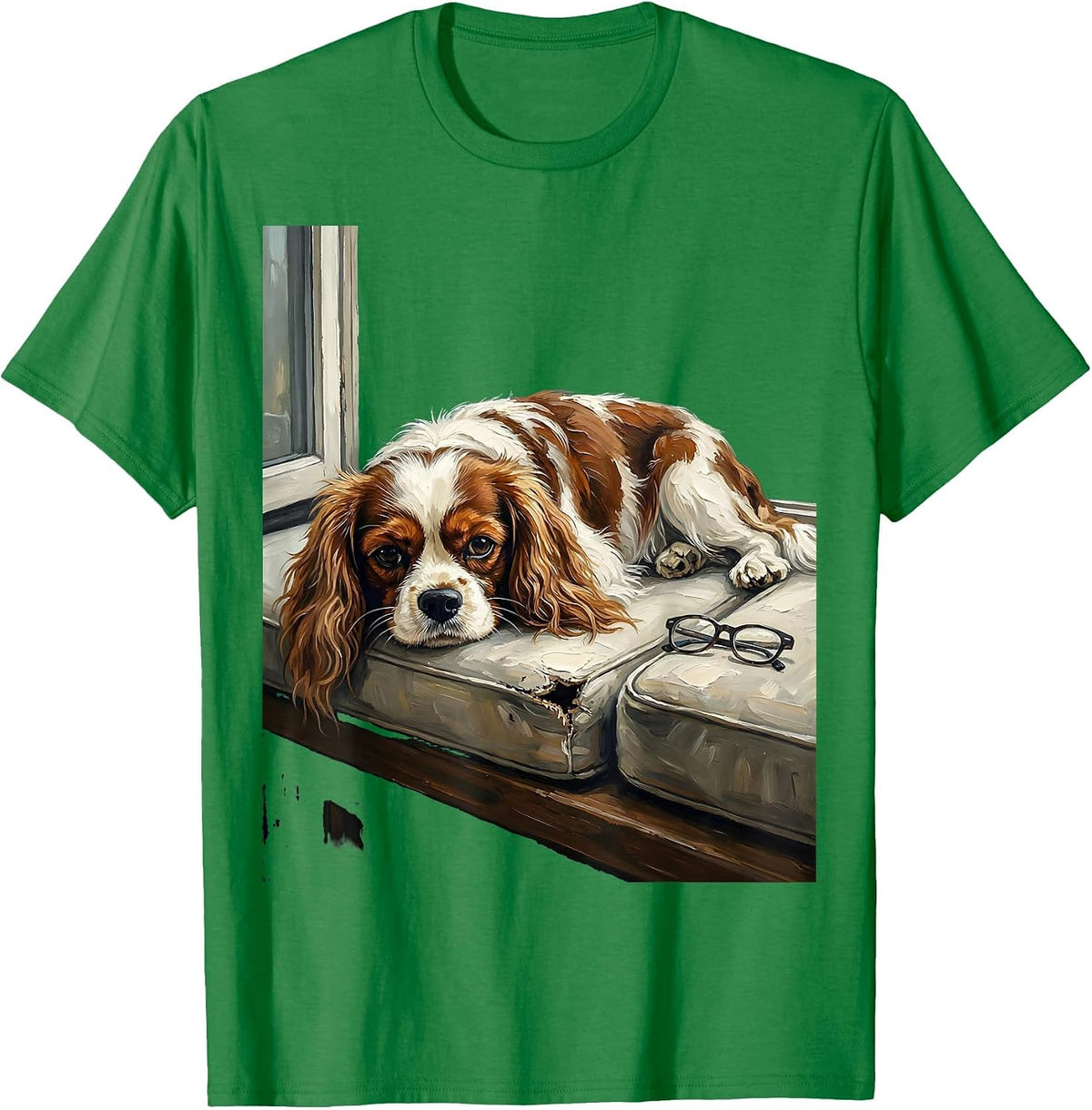 Men's Cavalier King Charles Spaniel Art Dog Owner Gift T-Shirt - Kelly Green