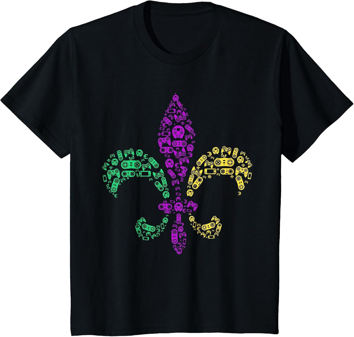Mardi Gras Video Game Controller Gaming Mardi Gras Kids Men T-Shirt - Black