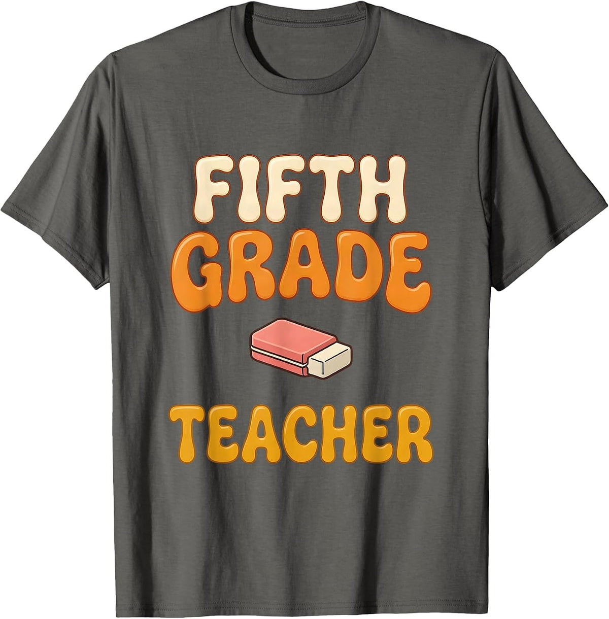 Men's Fifth Grade Teacher Retro 70s Back To School Teacher Gift T-Shirt - Asphalt Grey
