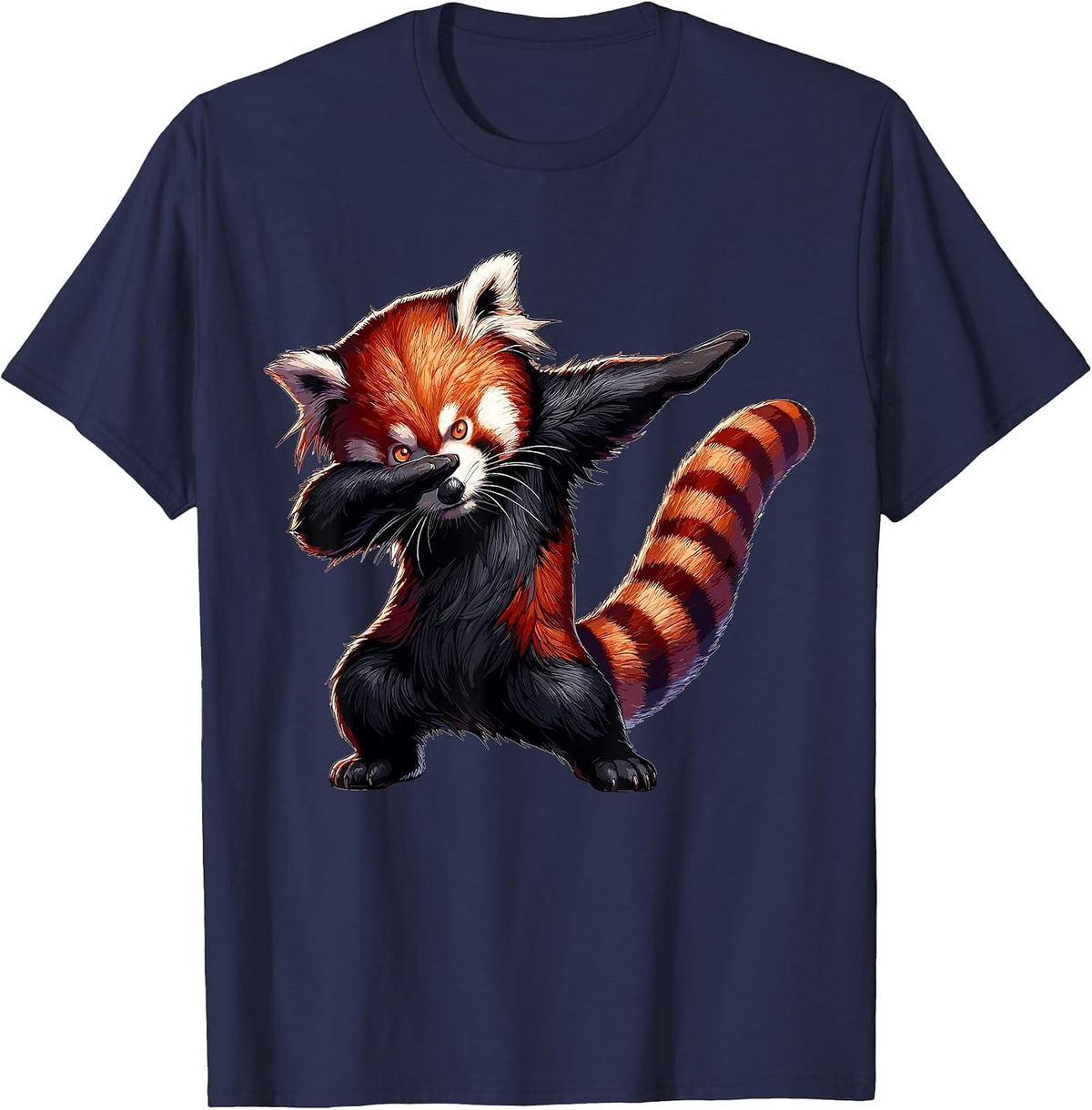 Red Panda Dabbing Panda Lovers T-Shirt - Navy Blue