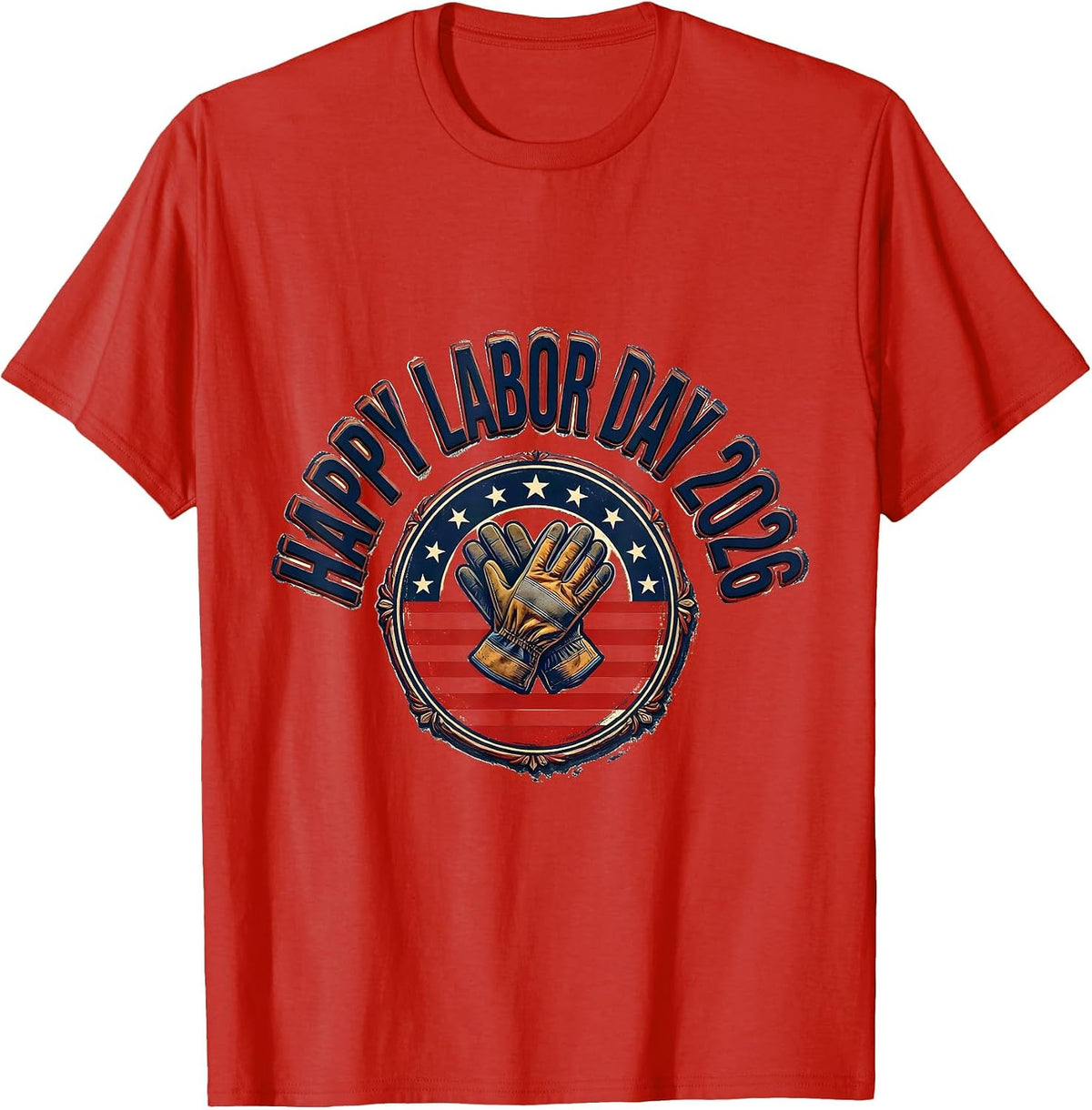 Men's Happy Labor Day 2026 Patriotic Union Pride Holiday T-Shirt - Red