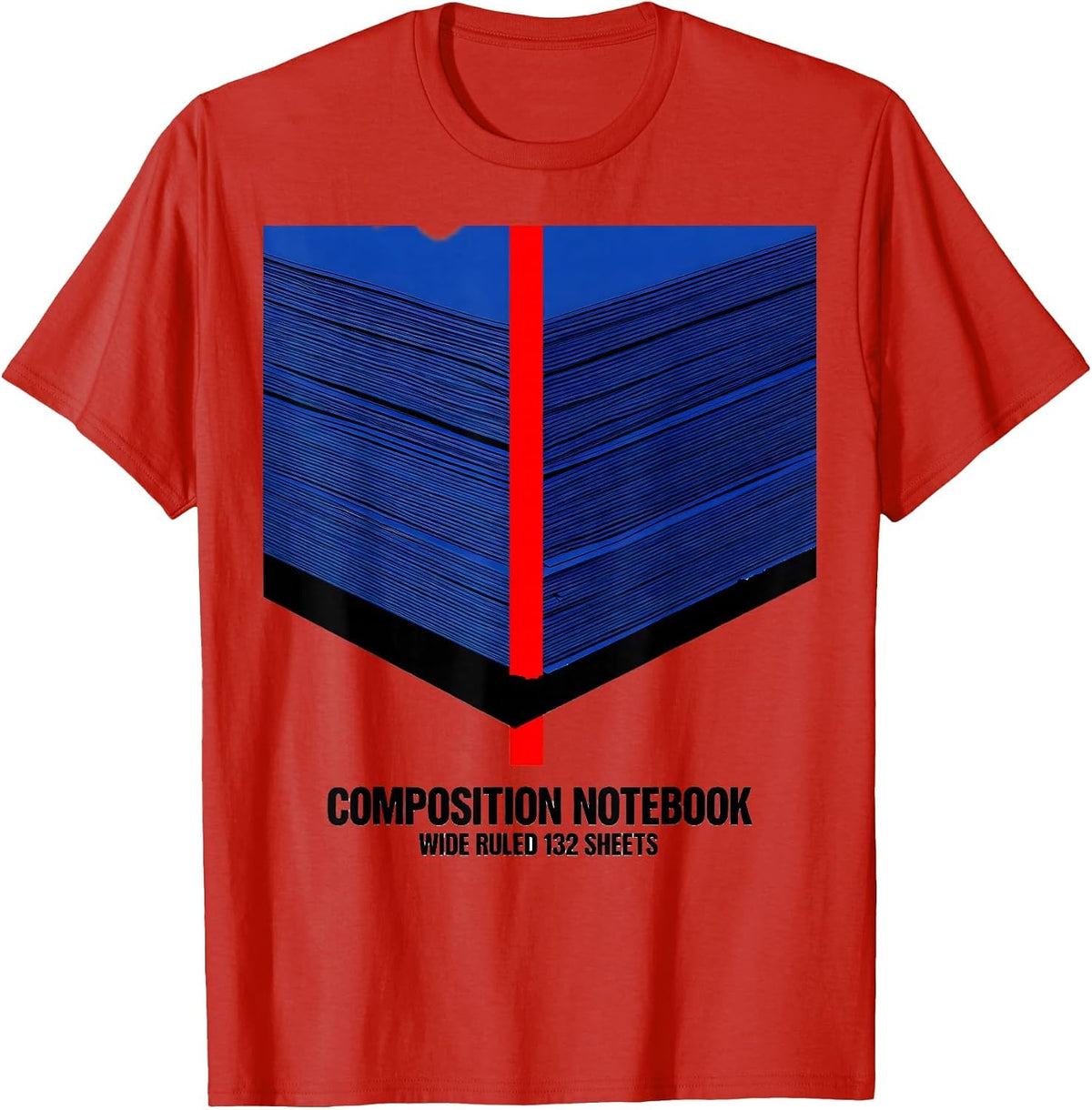 Men's Composition Notebook Wide Ruled 132 Sheets Teacher T-Shirt - Red