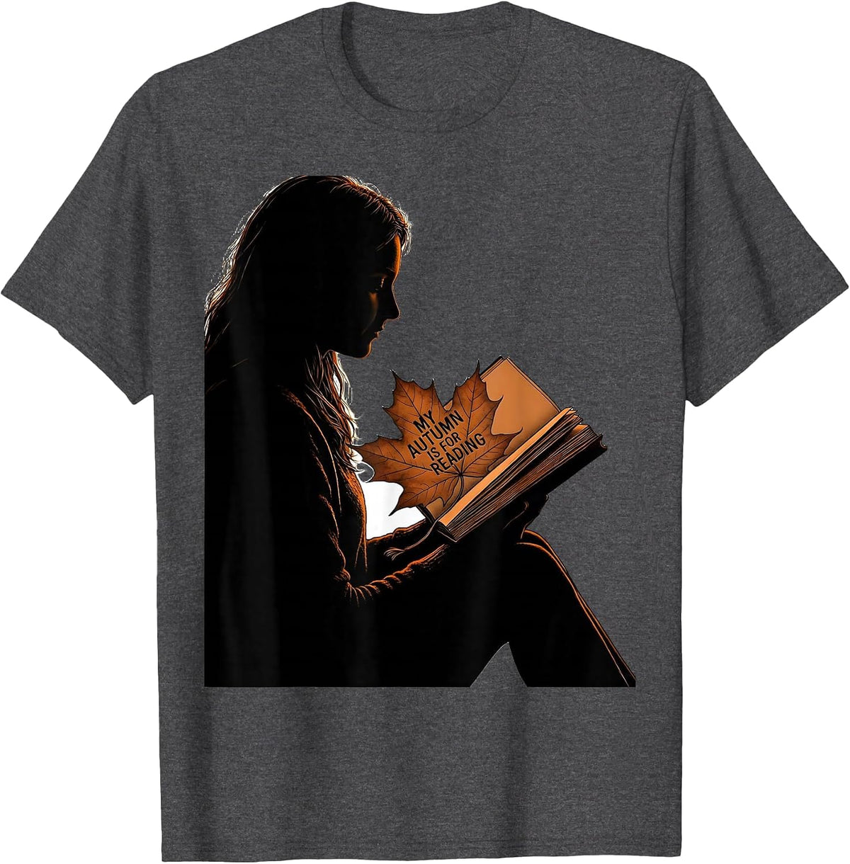 Men's My Autumn Is For Reading Wholesome Teacher Book Lover Fall T-Shirt - Dark Heather Grey
