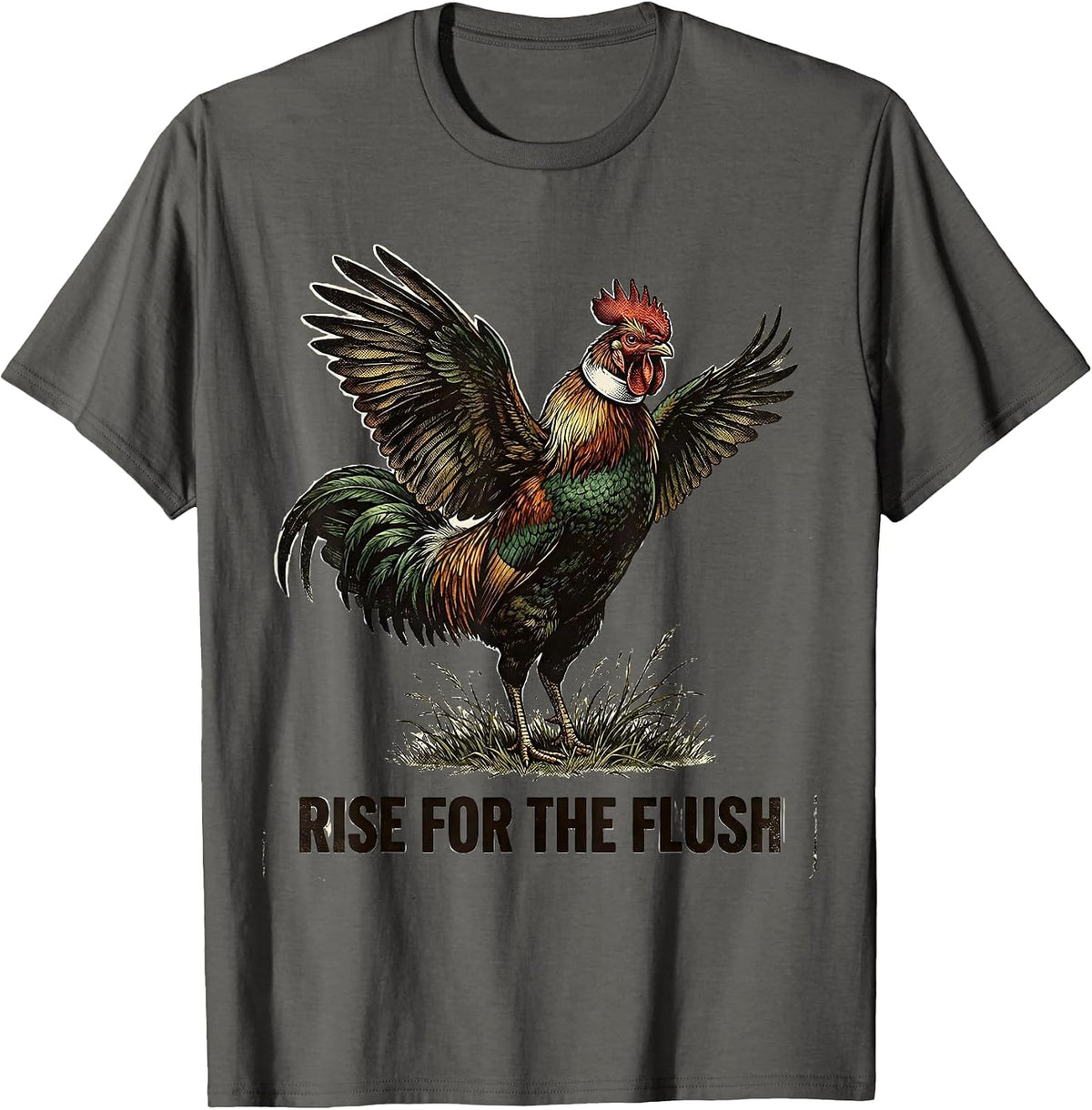 Rise For The Flush Vintage Pheasant Hunting Upland Bird T-Shirt - Asphalt Grey