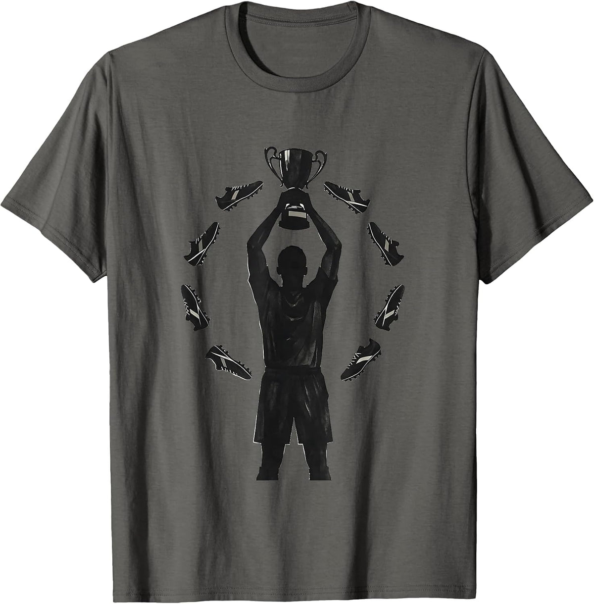 Soccer Dad Trophy Illustration Graphic Tee T-Shirt - Asphalt Grey