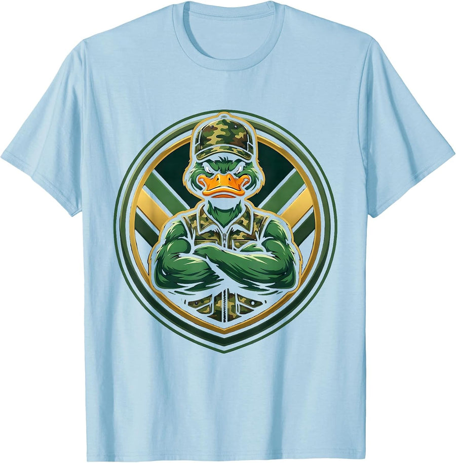 Men's Kids Camo Duck Hunting Illustration T-Shirt - Baby Blue