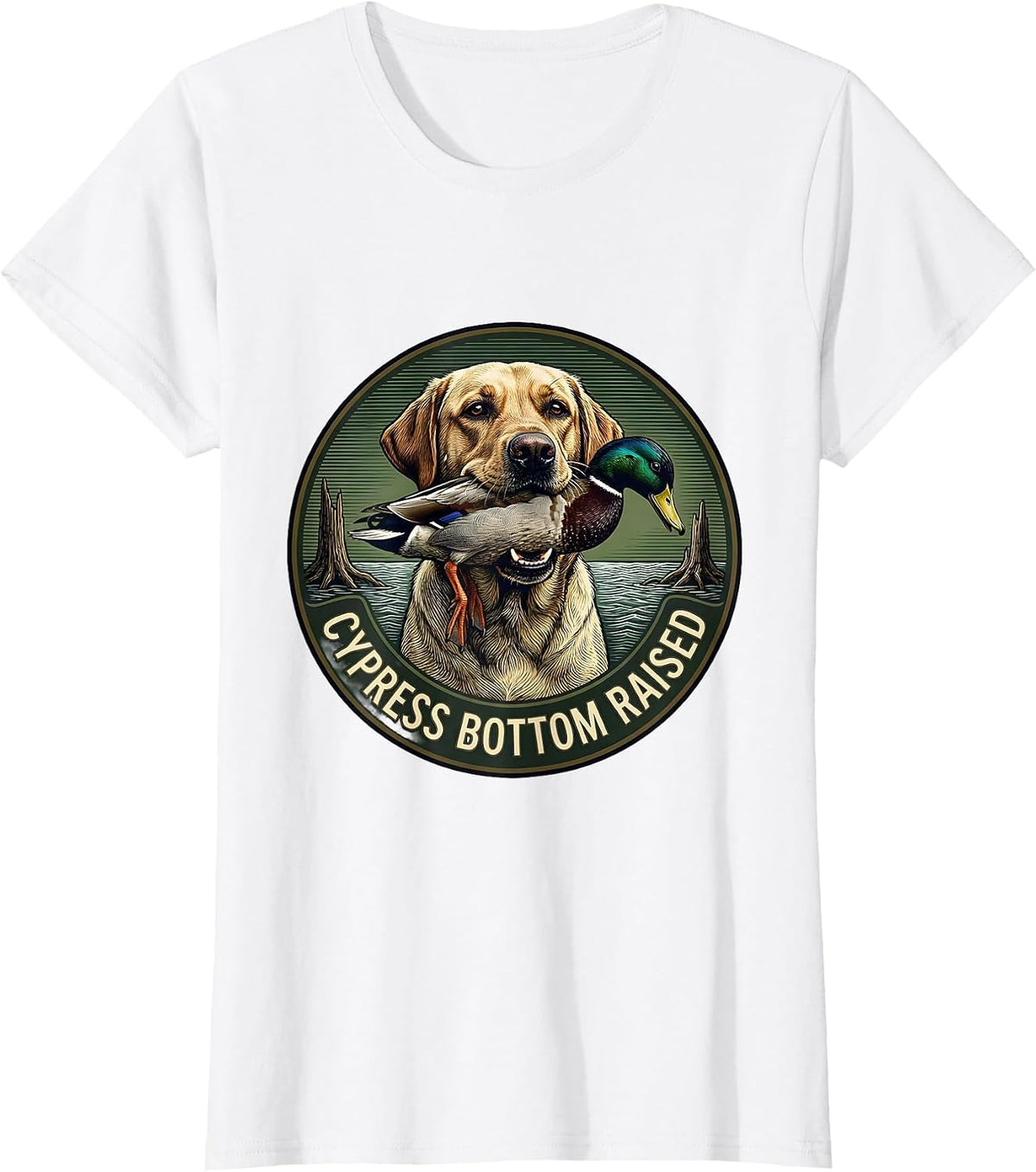 Cypress Bottom Raised Crosshatch Labrador Duck Hunting T-Shirt - White