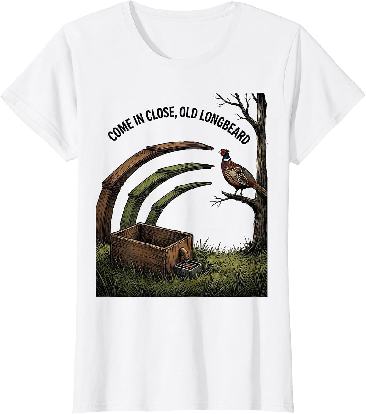 Come In Close, Old Longbeard Funny Turkey Hunting Season T-Shirt - White