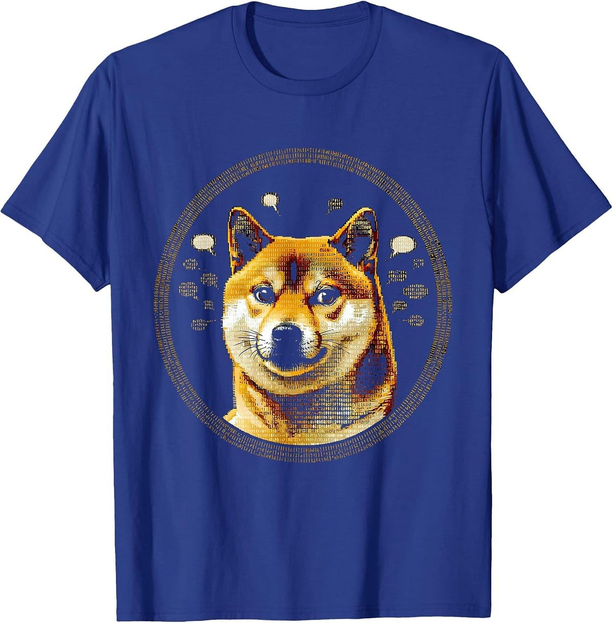 Doge Shiba Inu Floating Bubbles Meme Art T-Shirt - Royal Blue