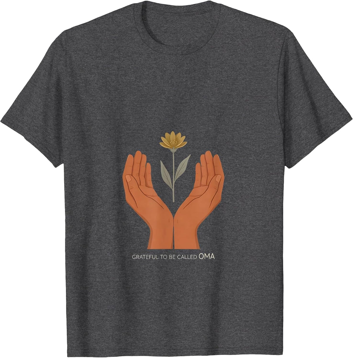 Grateful To Be Called Oma Sentimental Grandma Floral T-Shirt - Dark Heather Grey