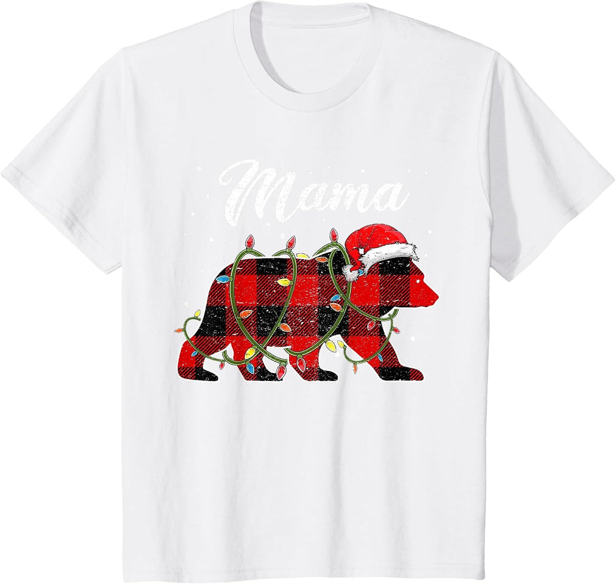 Mama Bear Shirt, Red Buffalo Plaid Mom Bear Pajama T-Shirt - White