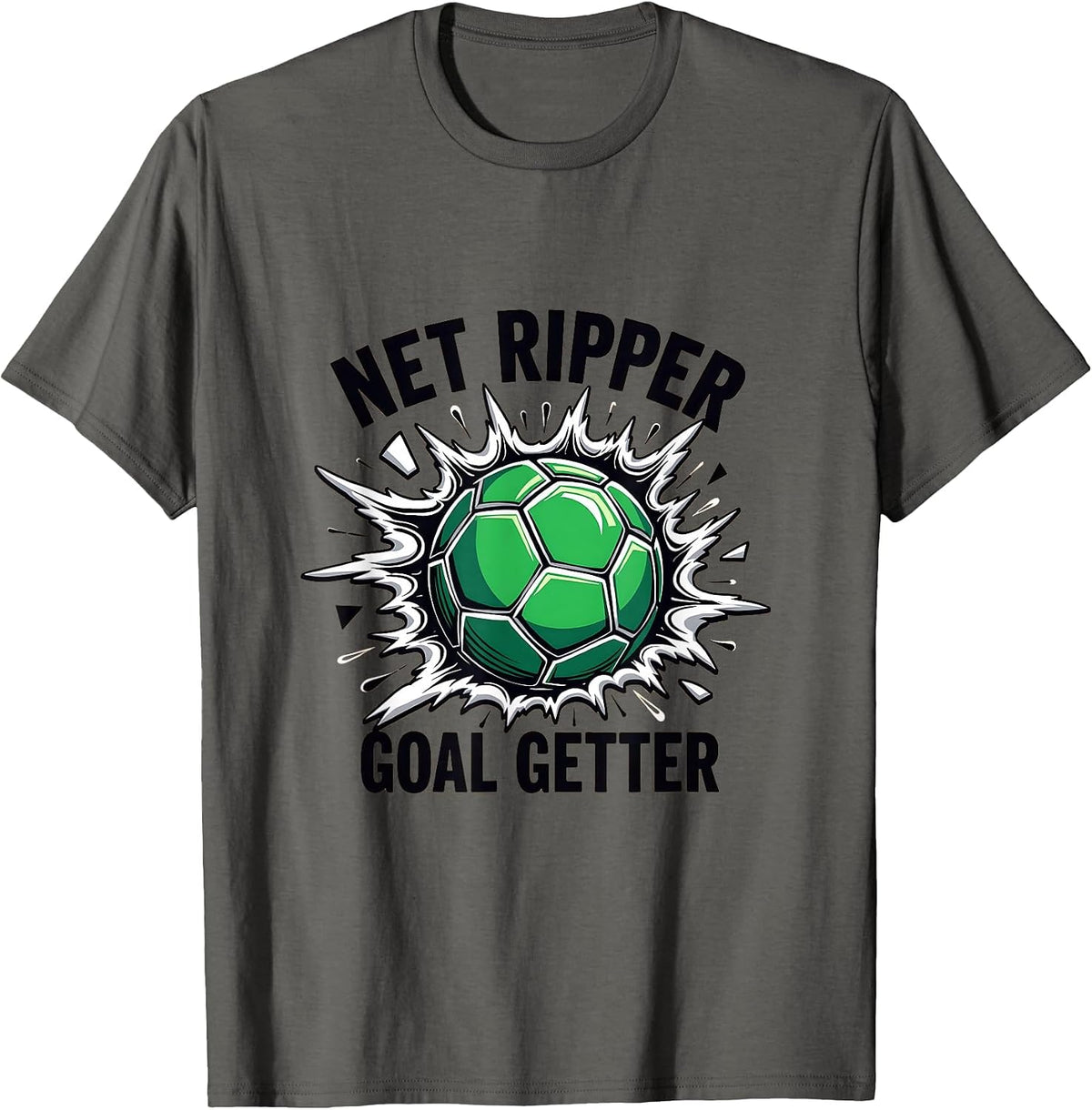 Net Ripper Goal Getter Soccer Design T-Shirt - Asphalt Grey