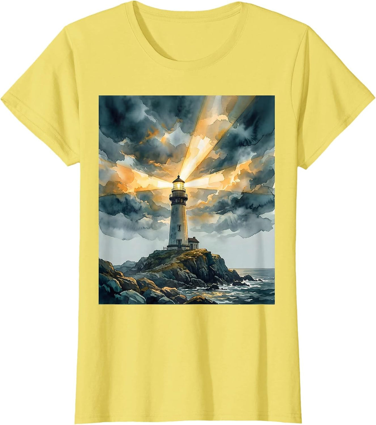 Special Education Lighthouse Stormy Clouds Graphic T-Shirt - Lemon Yellow