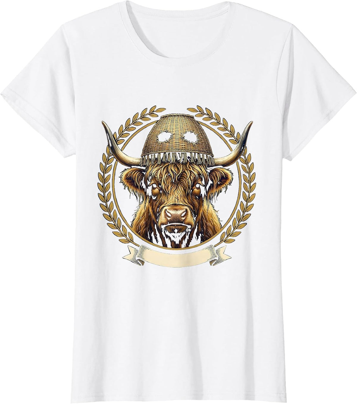 Women's Highland Cow Seal Funny Halloween Farm Animal Humor T-Shirt - White