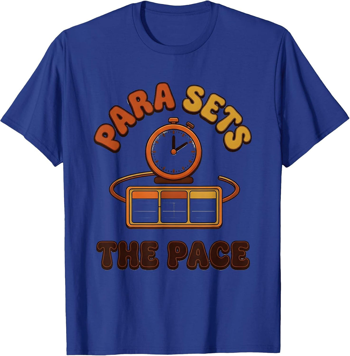 Para Sets The Pace Retro 70s Paraprofessional School Staff T-Shirt - Royal Blue