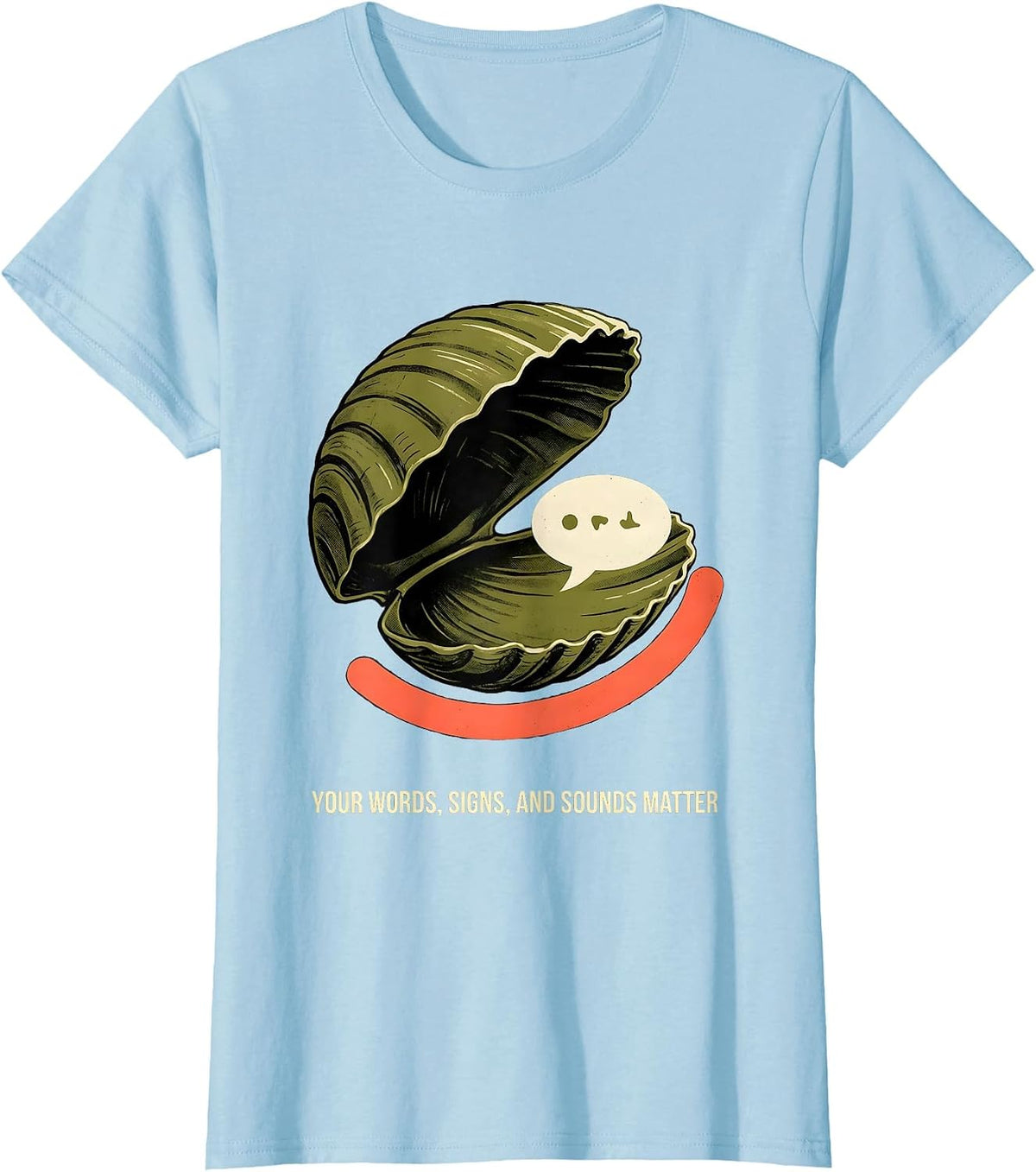 Women's Your Words Signs And Sounds Matter Midcentury Modern Speech T-Shirt - Baby Blue