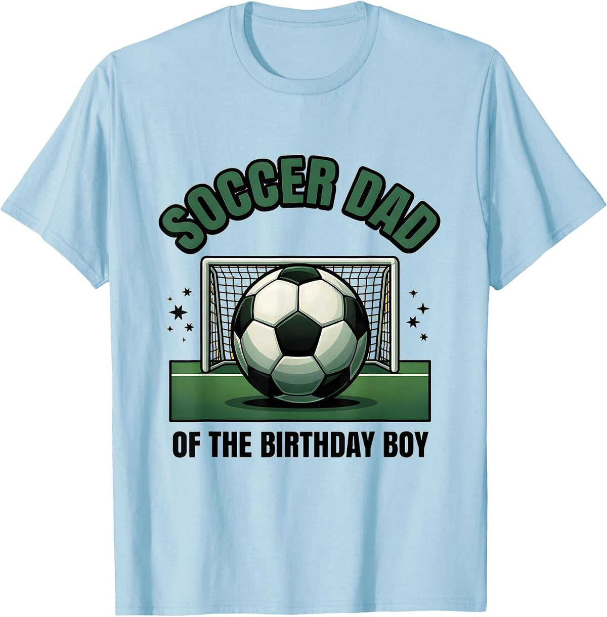 Men's Soccer Dad Of The Birthday Boy Flat Vector Family Matching T-Shirt - Baby Blue