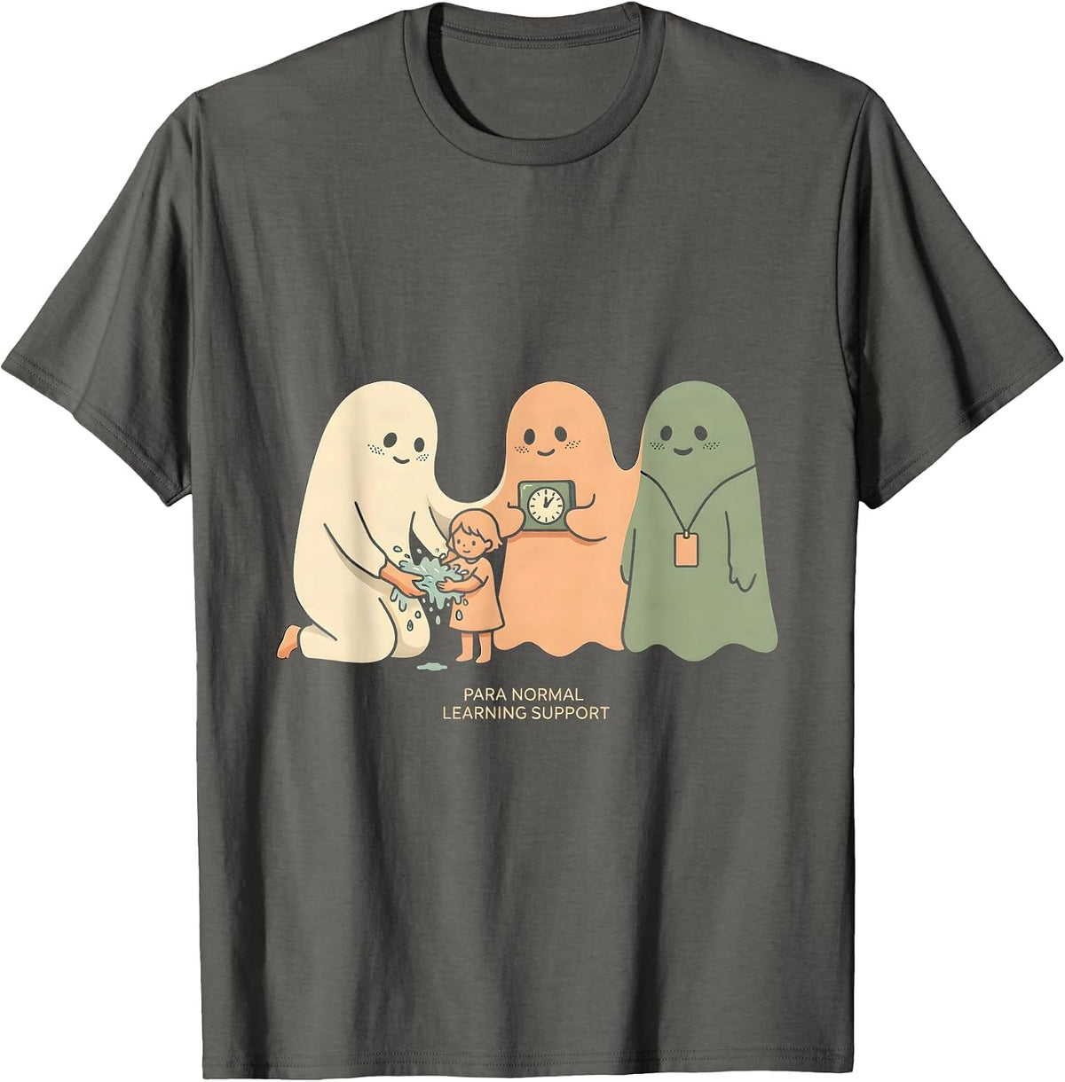 Men's Para Normal Learning Support Paraeducator Halloween Ghost T-Shirt - Asphalt Grey