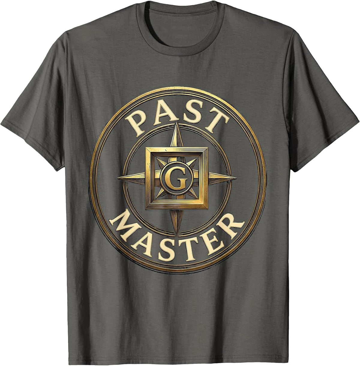 Men's Past Master Masonic Square and Compass Freemason Grand Lodge T-Shirt - Asphalt Grey