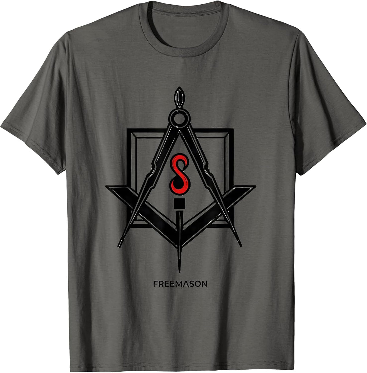 Freemason Exploded Square And Compasses Fraternal Pride T-Shirt - Asphalt Grey