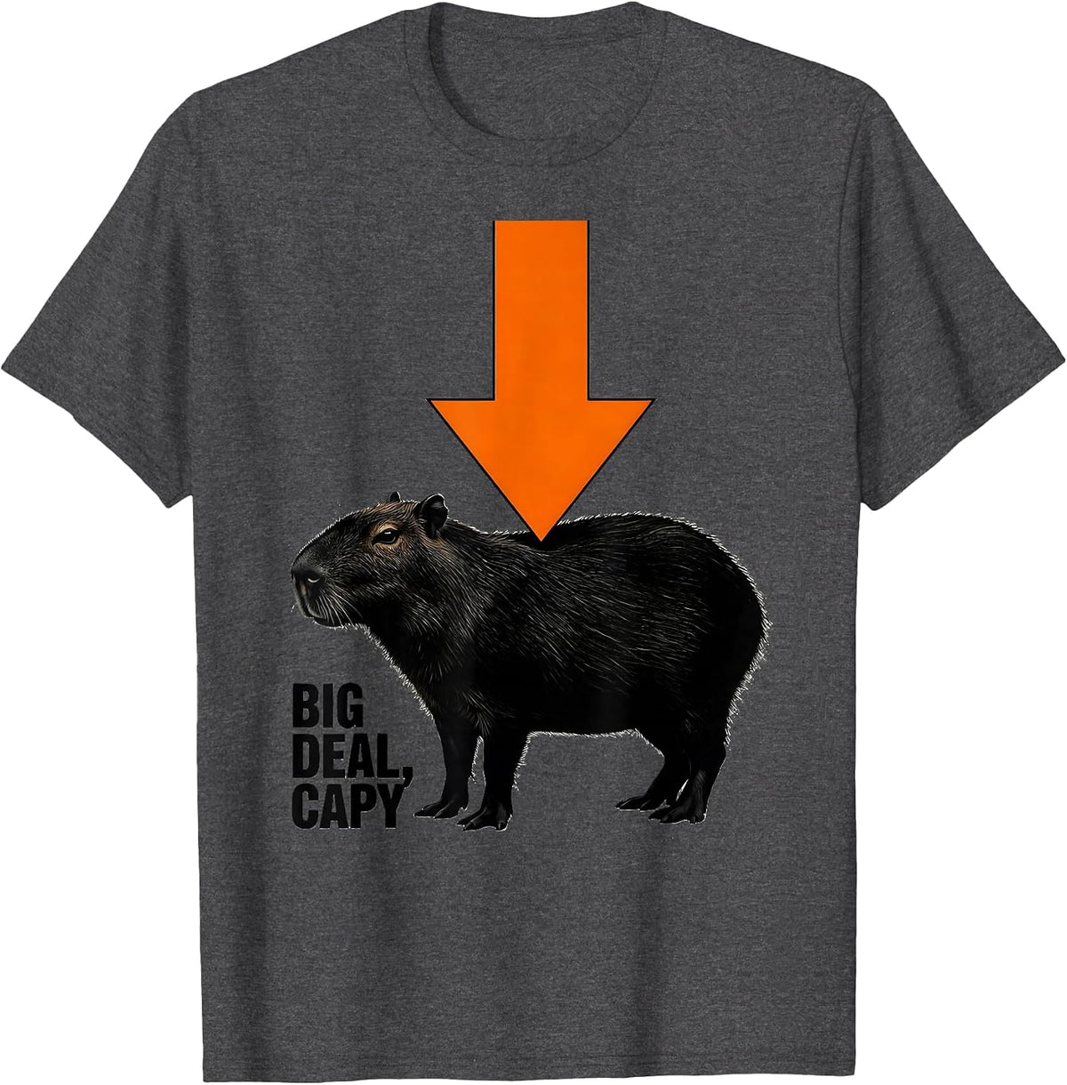 Men's Big Deal, Capy Brutalist Graphic Funny Capybara Meme Gamer T-Shirt - Dark Heather Grey