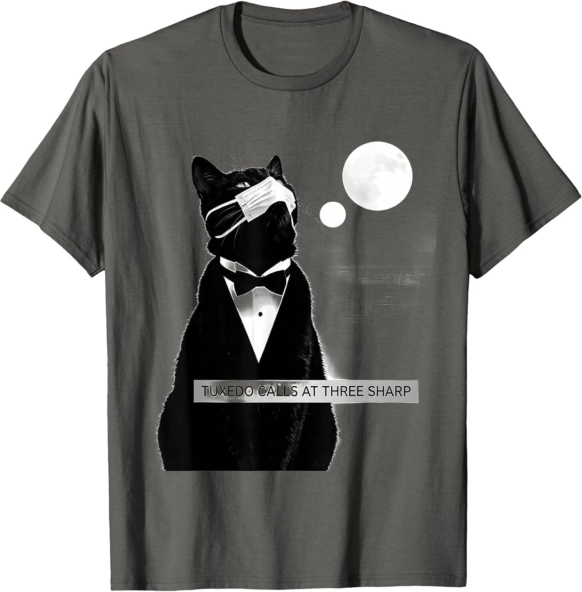 Men's Tuxedo Calls at Three Sharp 90's Retro Cat Owner T-Shirt - Asphalt Grey