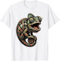 Men's Derpy Chameleon Lost in Plaid Pattern T-Shirt - White